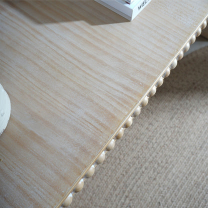 Waterfall Console Table with Wood Bead Trim 59" Curved Entryway Sofa Table Natural Wood Finish