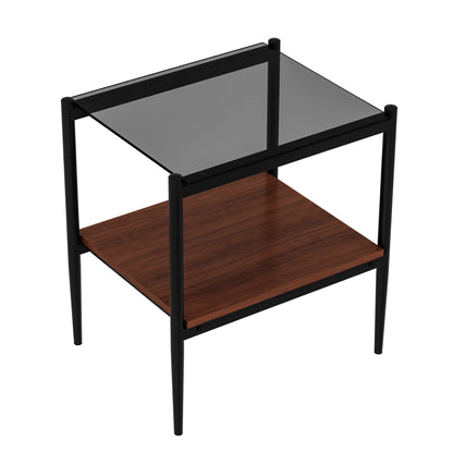 Set of 2 Rectangle End Table Gray Glass