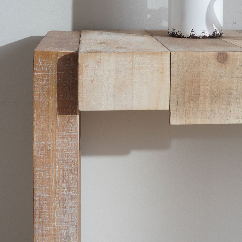 71" Rustic Console Table with Sculpted Block Apron | Narrow Entryway & Sofa Table for Hallway, Living Room & Foyer