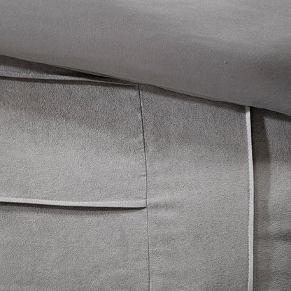 7 Piece Faux Suede Comforter Set Grey Queen