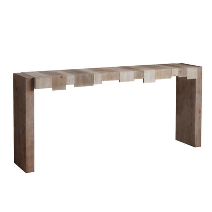 71" Rustic Console Table with Sculpted Block Apron | Narrow Entryway & Sofa Table for Hallway, Living Room & Foyer