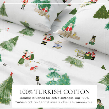 Turkish Cotton Christmas Flannel Sheet Set - Whittaker Collection