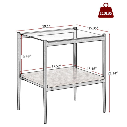 Set of 2 Rectangle End Table Gray Glass