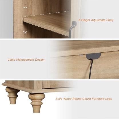 Distressed Oak 56Inch Executive Desk With Charging Station