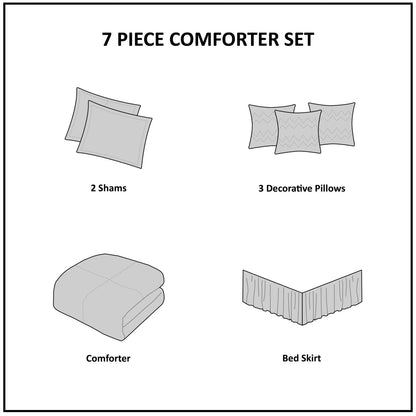 7 Piece Tufted Comforter Set White