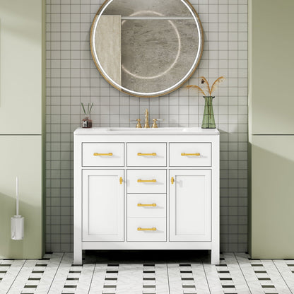 Bathroom Vanity With Sink Combo Set, Modern Bathroom Cabinet With 4 Drawers