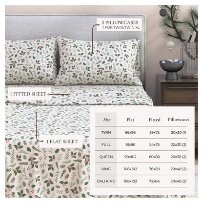 Turkish Cotton Christmas Flannel Sheet Set - Whittaker Collection
