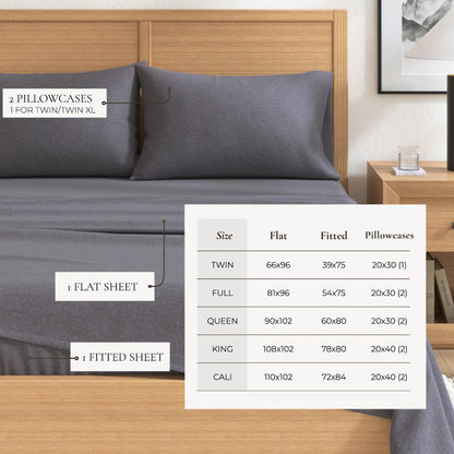Heathered Solid Cotton Blend Flannel Sheet Set - Anders Collection