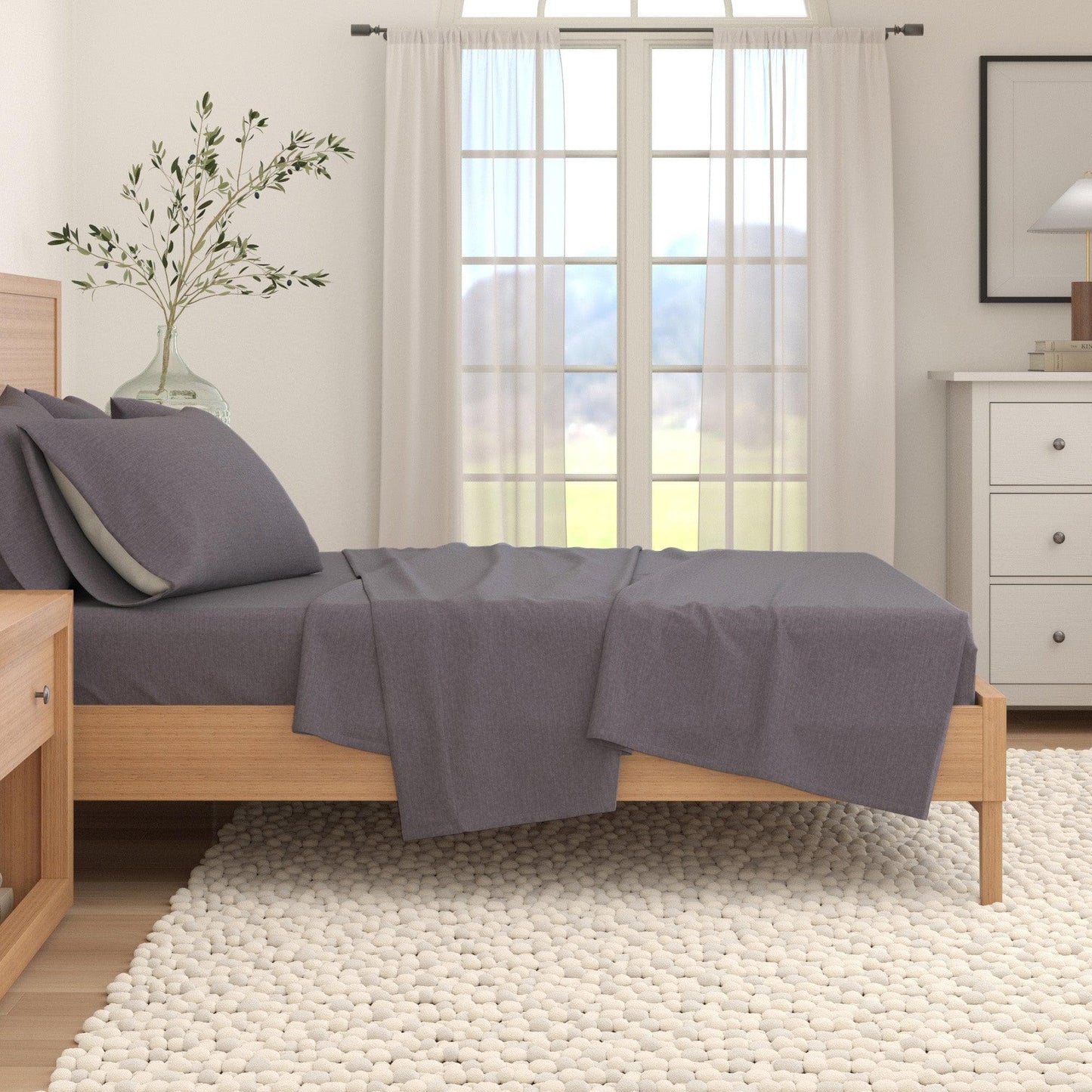 Heathered Solid Cotton Blend Flannel Sheet Set - Anders Collection