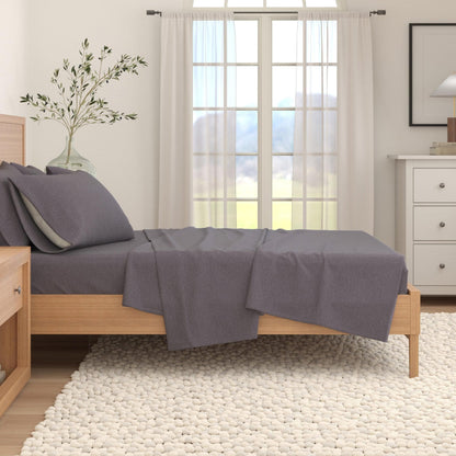 Heathered Solid Cotton Blend Flannel Sheet Set - Anders Collection