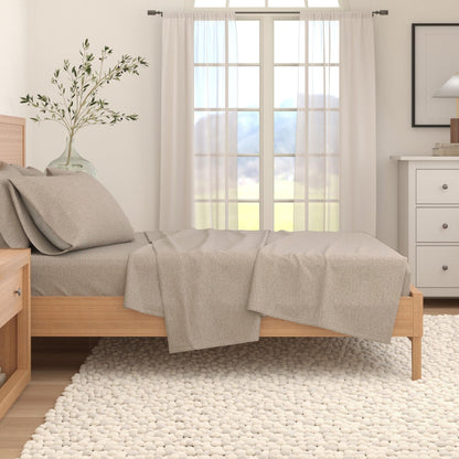Heathered Solid Cotton Blend Flannel Sheet Set - Anders Collection