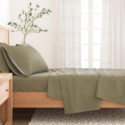 Heathered Solid Cotton Blend Flannel Sheet Set - Anders Collection