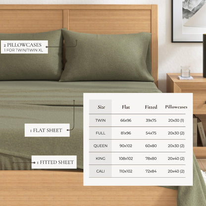 Heathered Solid Cotton Blend Flannel Sheet Set - Anders Collection
