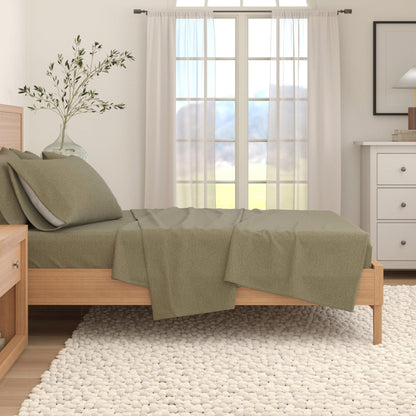 Heathered Solid Cotton Blend Flannel Sheet Set - Anders Collection