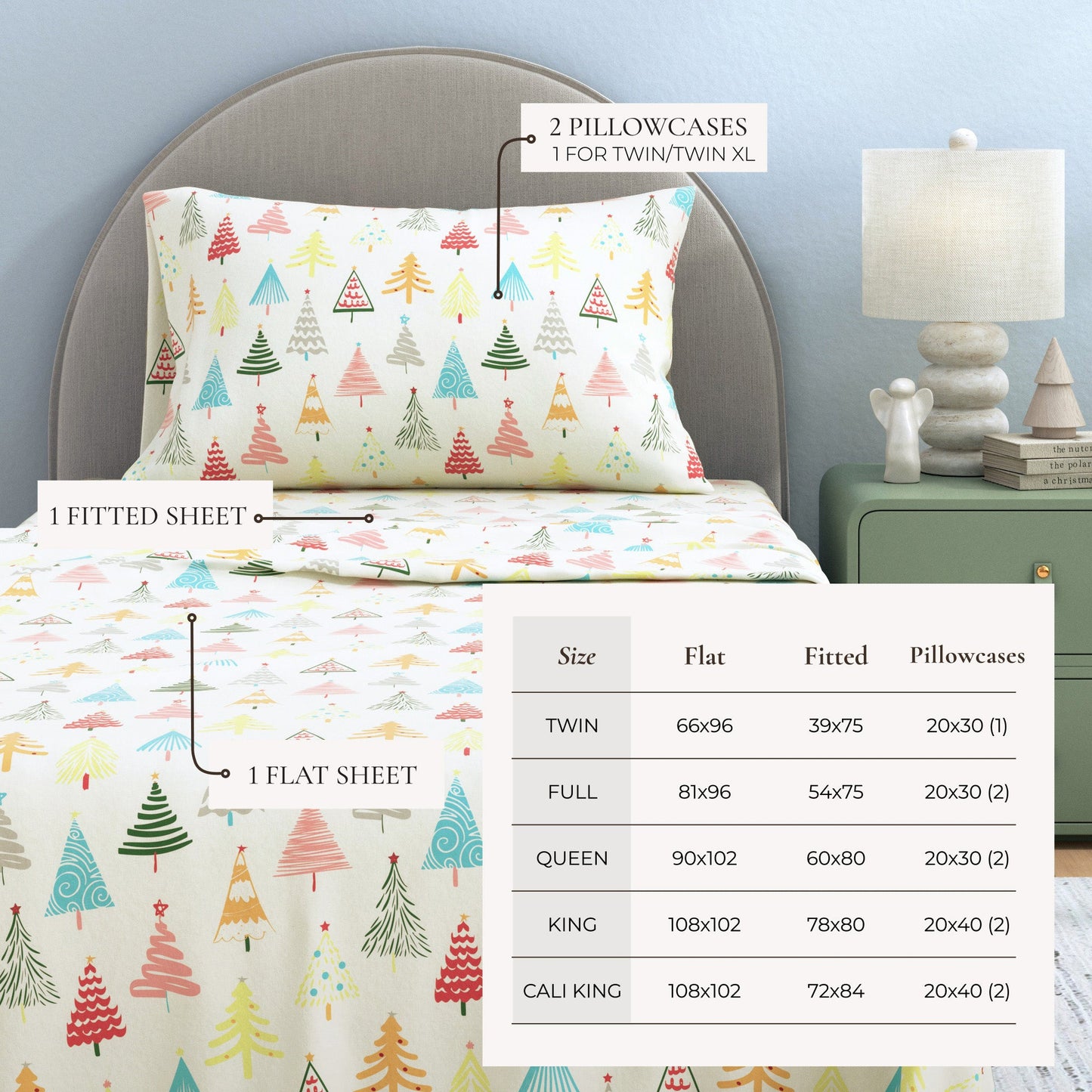 Turkish Cotton Christmas Flannel Sheet Set - Whittaker Collection