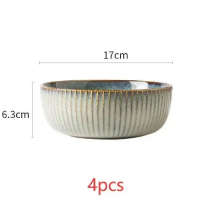Nordic Ceramic Dinnerware Set with Glazed Minimalist Bowls