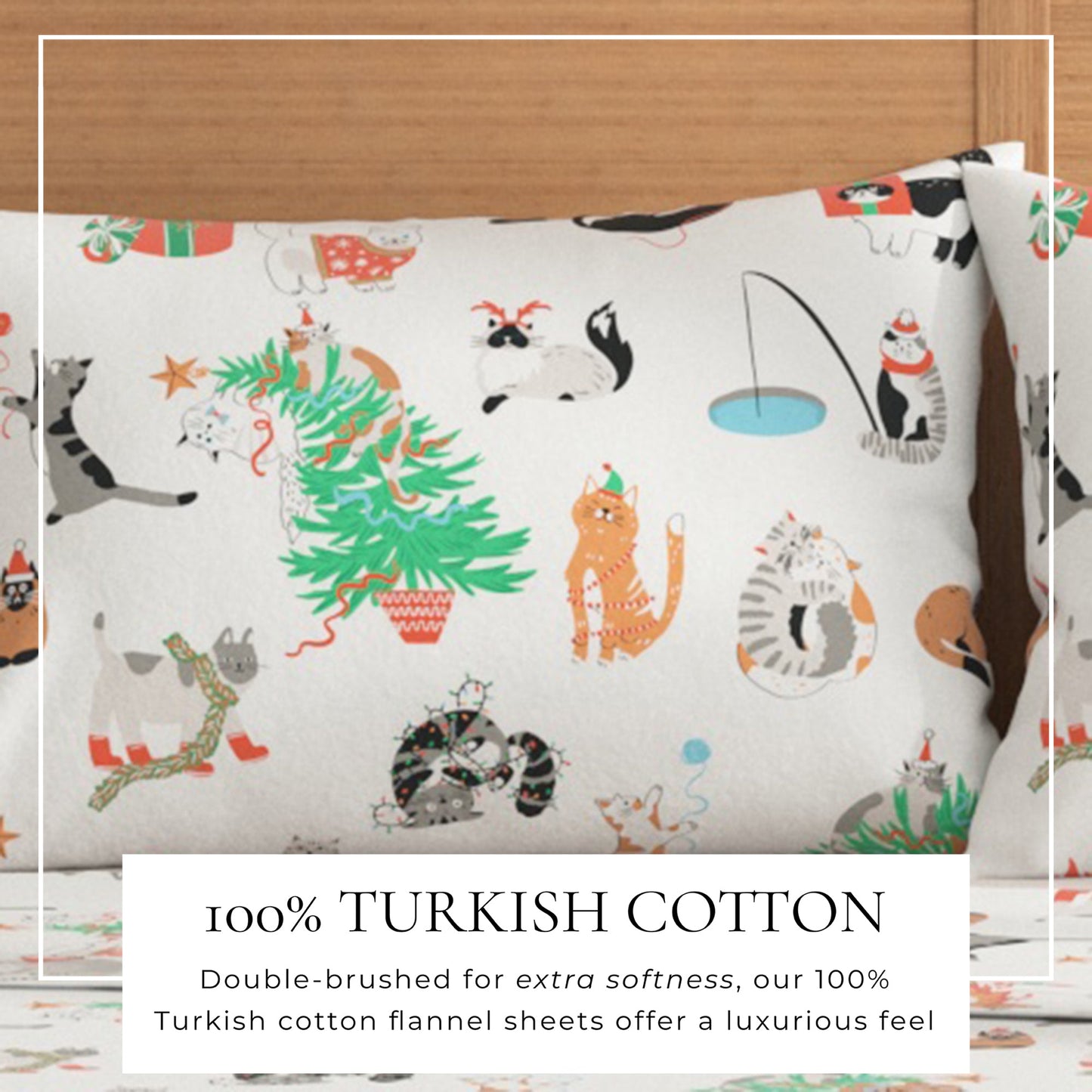 Turkish Cotton Christmas Flannel Sheet Set - Whittaker Collection