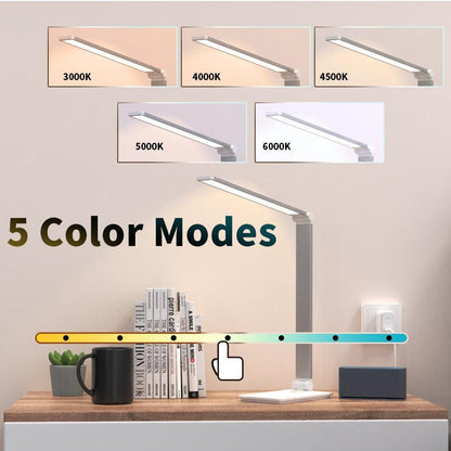 LED Table Lamp Desk Lamp Step less Dimmable Reading Office Foldable Rotatable Touch Switch DC 5V USB Night Light Desk Lamps Decorative Table Lamp Cute Study Lamps for Bedroom Décor