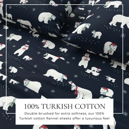 Turkish Cotton Christmas Flannel Sheet Set - Whittaker Collection