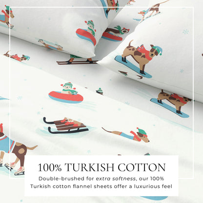 Turkish Cotton Christmas Flannel Sheet Set - Whittaker Collection