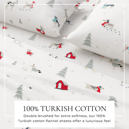 Turkish Cotton Christmas Flannel Sheet Set - Whittaker Collection