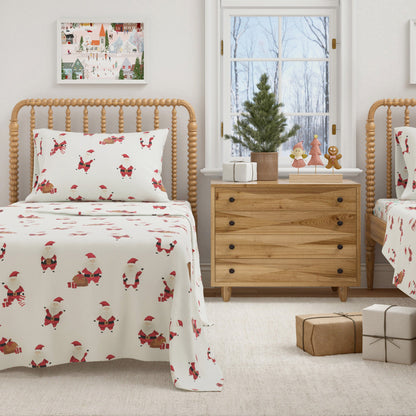 Turkish Cotton Christmas Flannel Sheet Set - Whittaker Collection