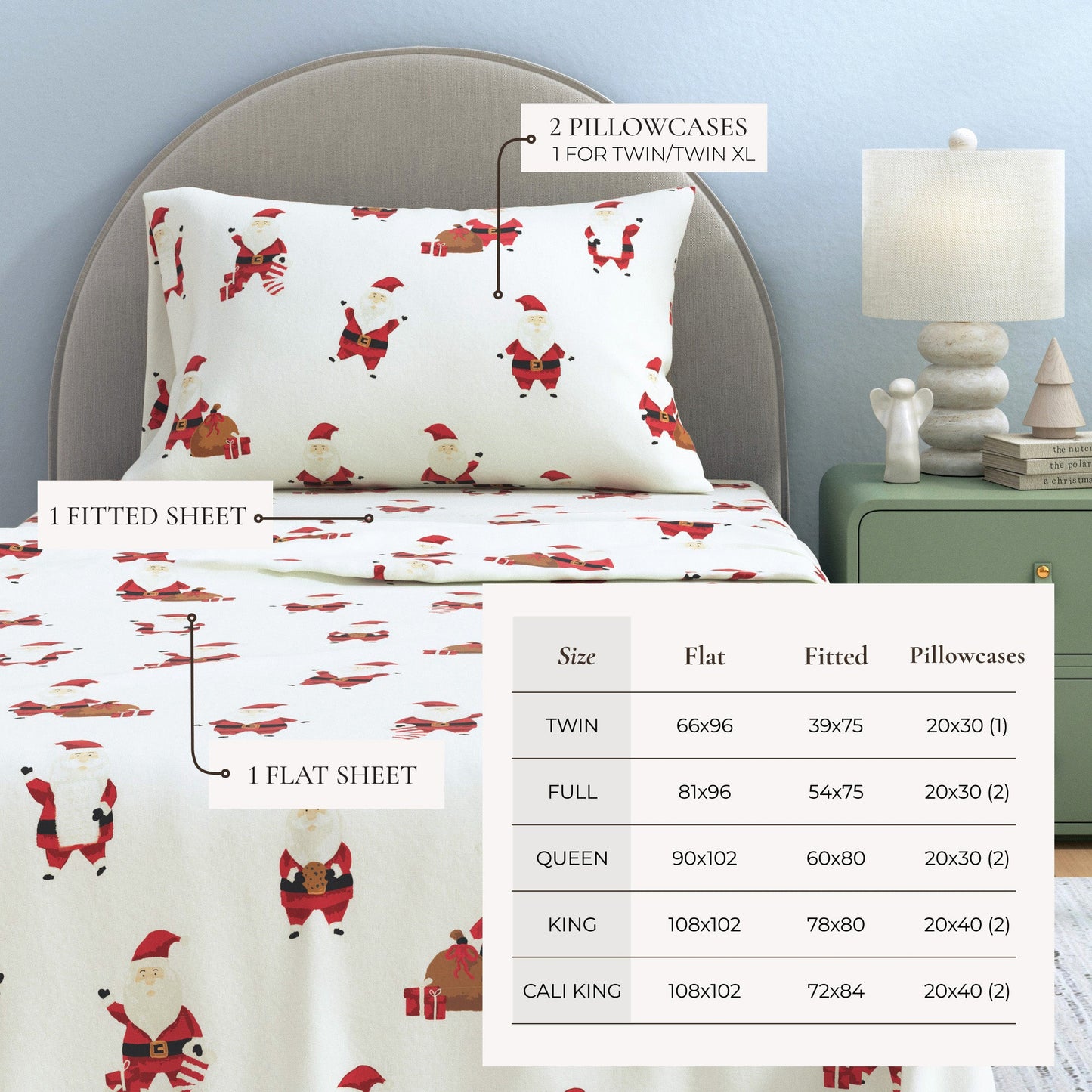 Turkish Cotton Christmas Flannel Sheet Set - Whittaker Collection