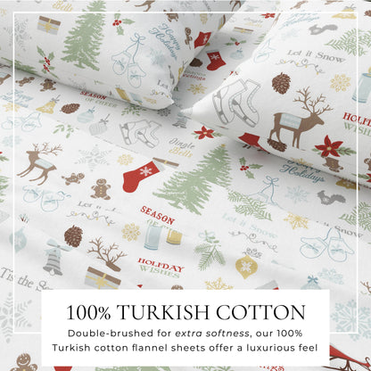 Turkish Cotton Christmas Flannel Sheet Set - Whittaker Collection