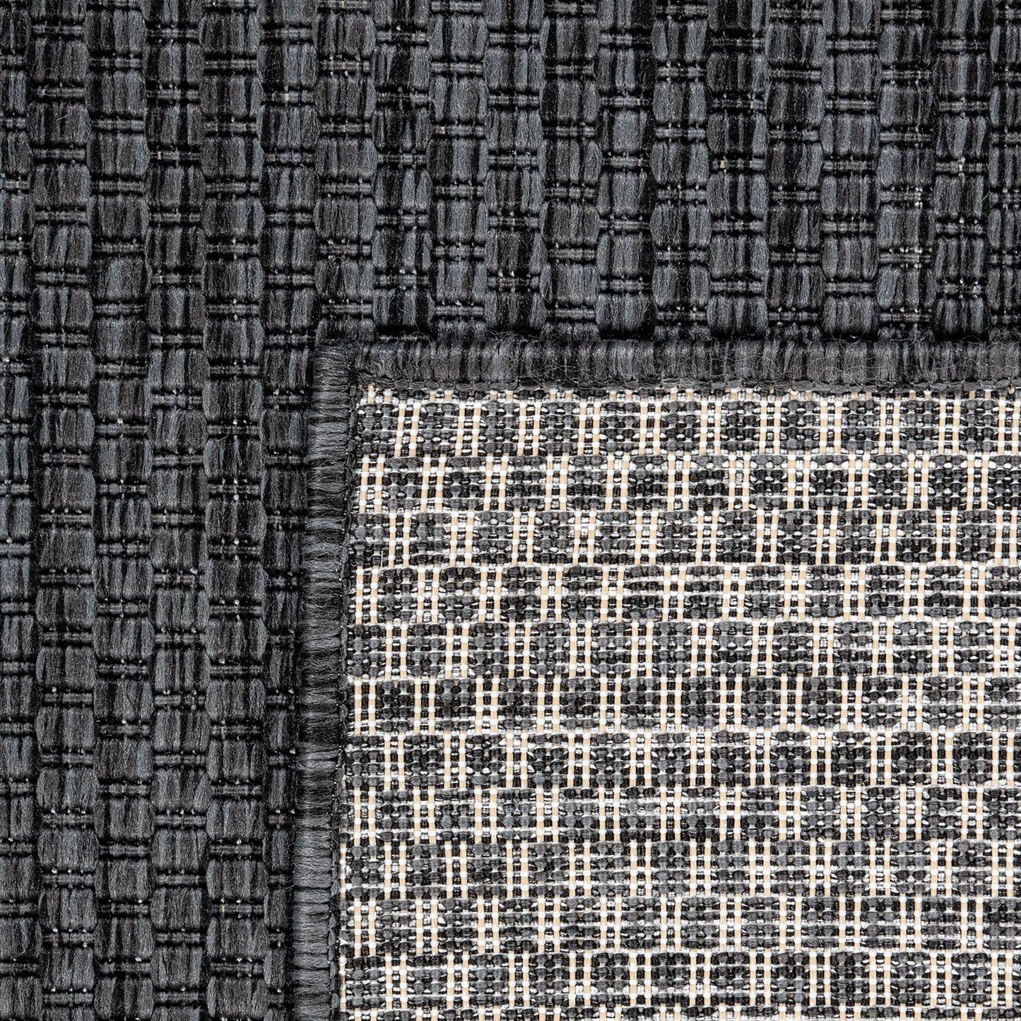 Solid Outdoor Rug for Patio or Balcony weatherproof in Mottled Anthracite