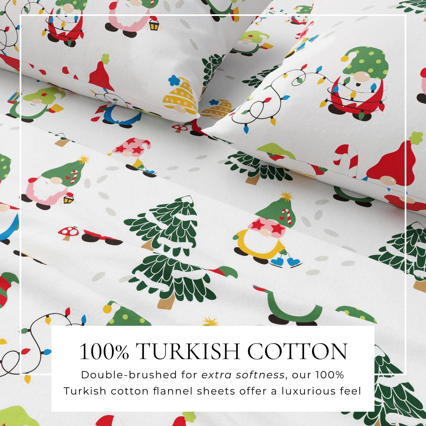 Turkish Cotton Christmas Flannel Sheet Set - Whittaker Collection