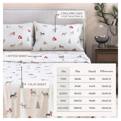 Turkish Cotton Christmas Flannel Sheet Set - Whittaker Collection