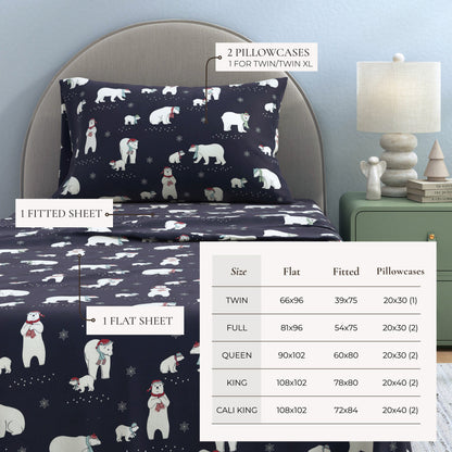 Turkish Cotton Christmas Flannel Sheet Set - Whittaker Collection