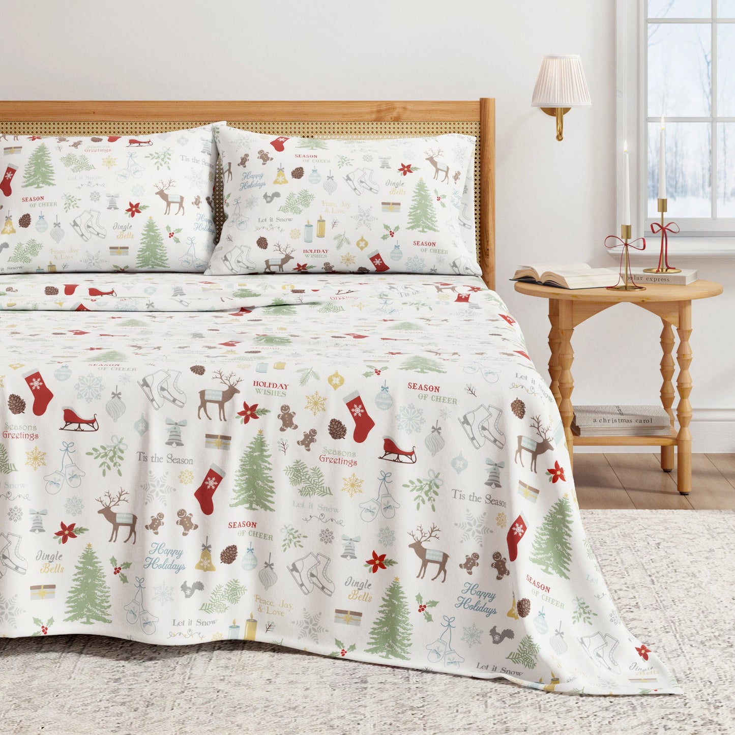 Turkish Cotton Christmas Flannel Sheet Set - Whittaker Collection